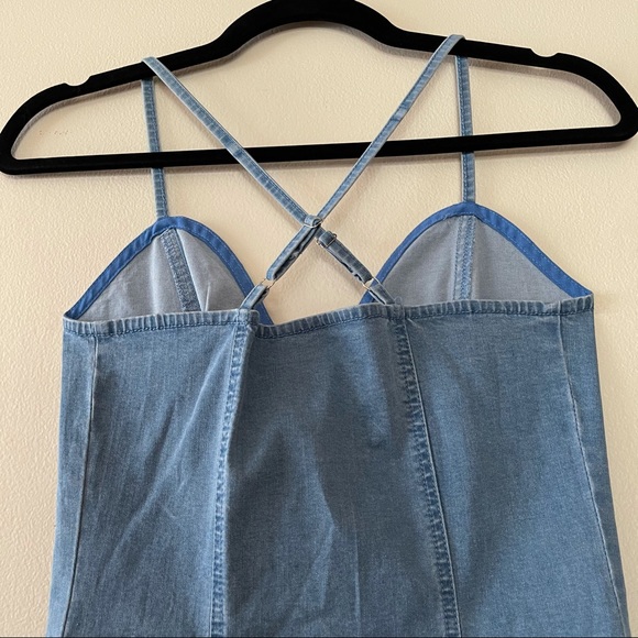 Denim Button Up Adjustable Spaghetti Straps Dress - Picture 8 of 8